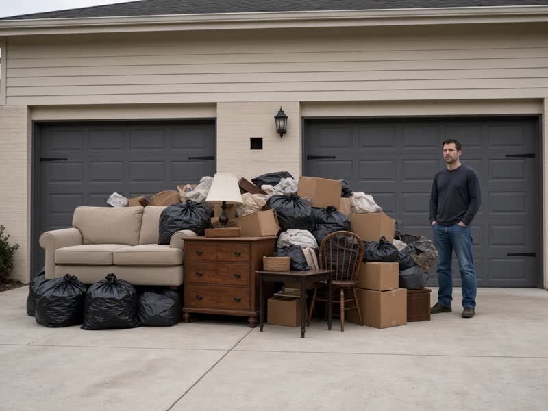 Large load of household junk about 8 feet by 7 feet by 4 feet