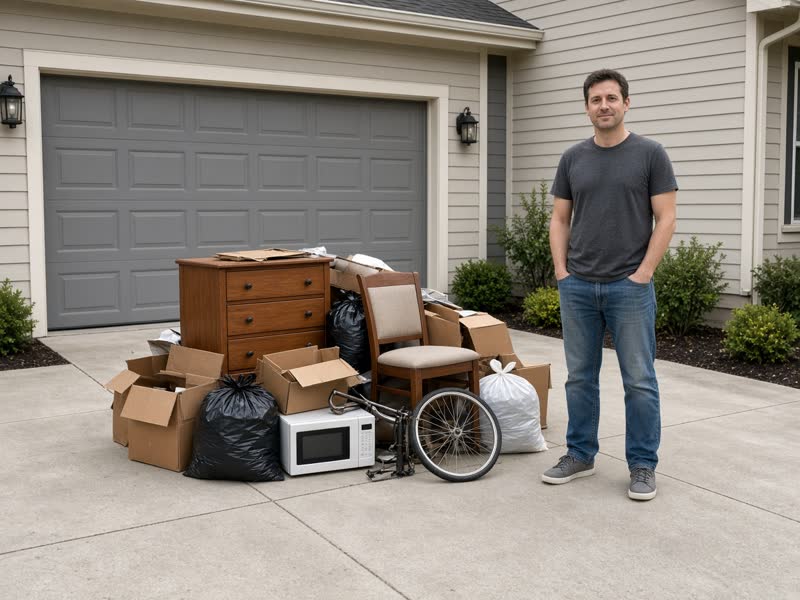 Small load of household junk about 7 feet by 5 feet by 3 feet